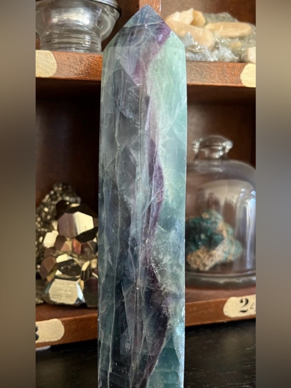 Fluorite Tower Point Crystal — Green & Purple Quartz